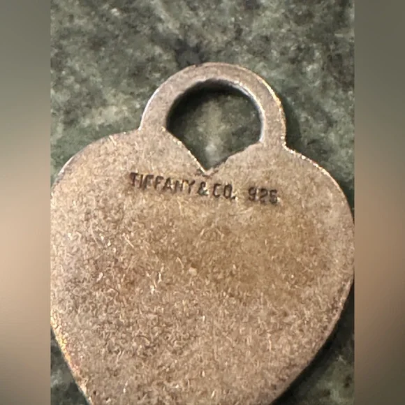 Tiffany & Co. vintage Sterling Heart-Shaped Dog Tag Pendant Rare Y2K